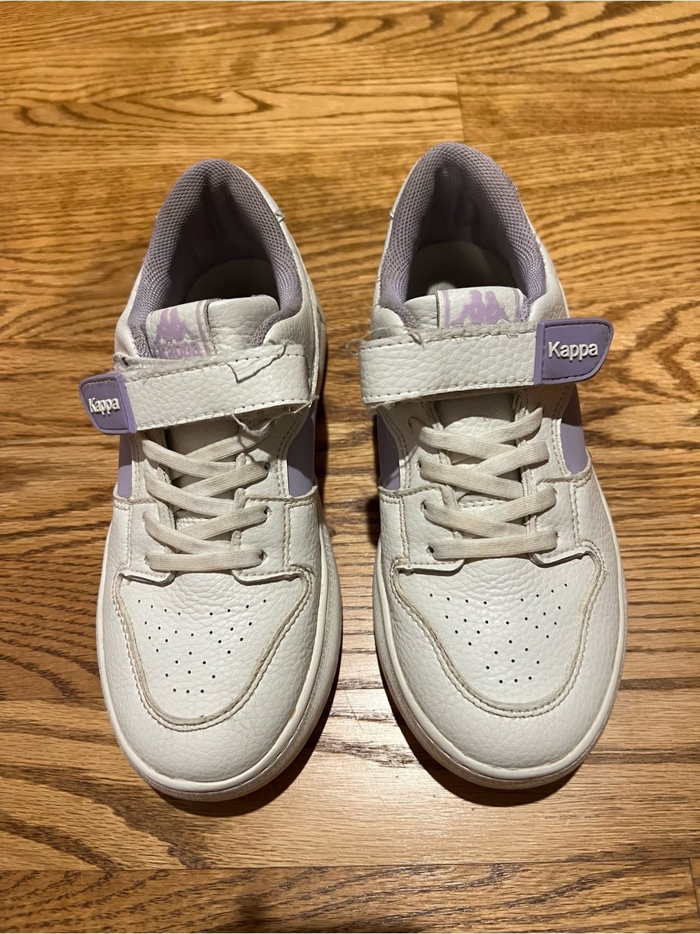 Kappa Kids White & Lavender Velcro Lace-Up Sneakers